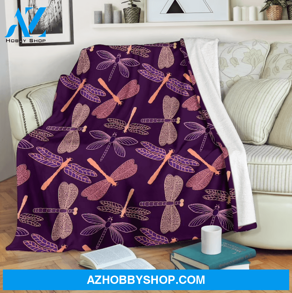 Dragonfly Fleece Blanket Home Decor Bedding Couch Sofa Soft And Comfy Cozy Meaningful Gift For Dragonfly Lover, Gift For Friend Family, Birthday Gift
