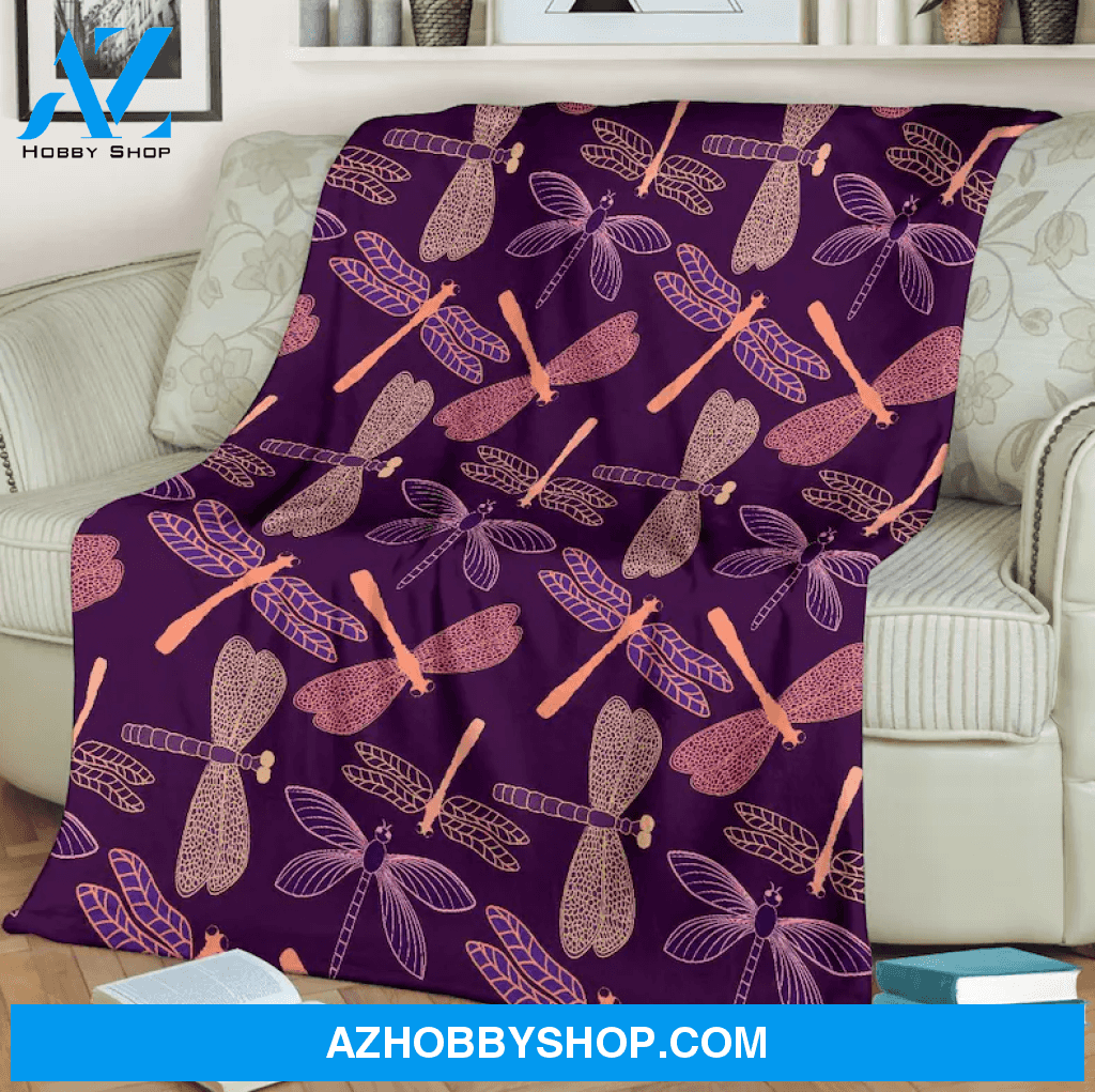 Dragonfly Fleece Blanket Home Decor Bedding Couch Sofa Soft And Comfy Cozy Meaningful Gift For Dragonfly Lover, Gift For Friend Family, Birthday Gift