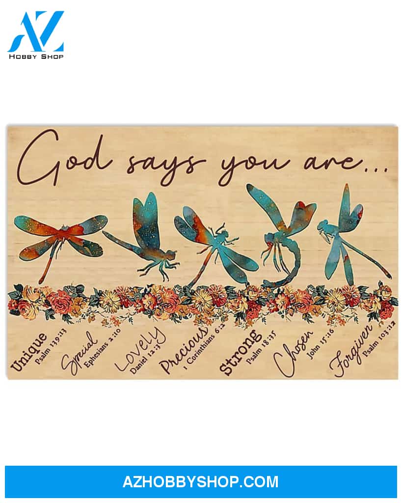 Dragonfly God Says You Are Lovely Canvas Painting, Wall Decor Visual Art