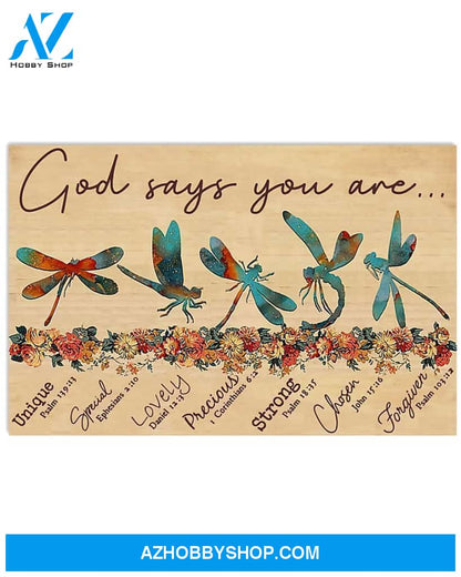 Dragonfly God Says You Are Lovely Canvas Painting, Wall Decor Visual Art