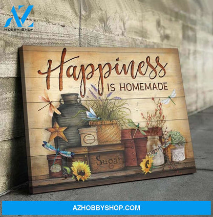 Dragonfly Happiness Is Homemade Wall Art Canvas Prints