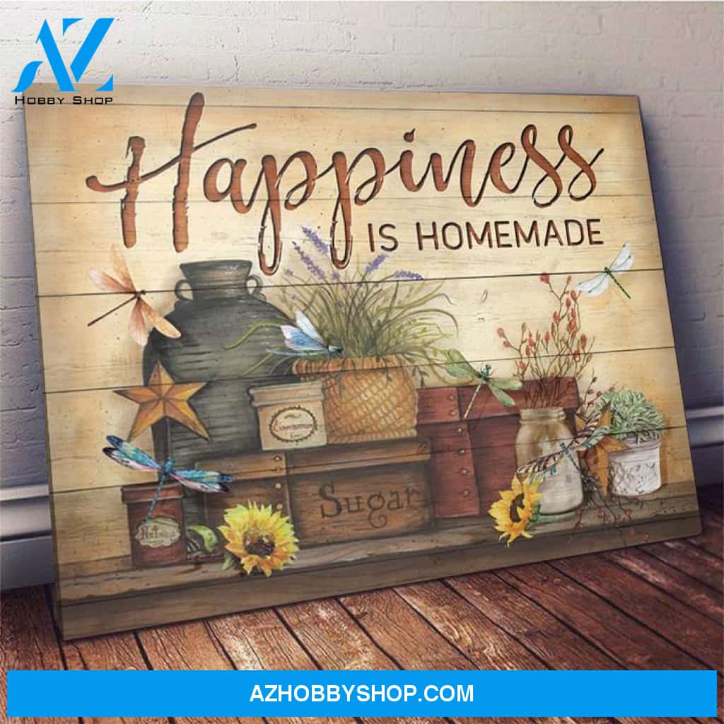 Dragonfly Happiness Is Homemade Wall Art Canvas Prints
