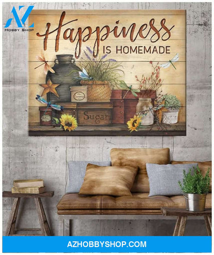 Dragonfly Happiness Is Homemade Wall Art Canvas Prints