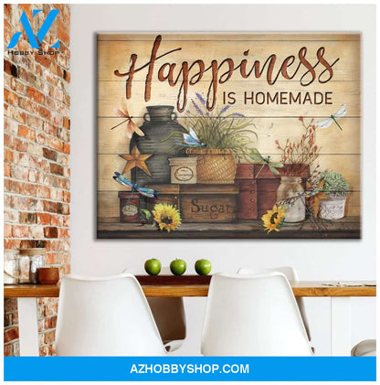 Dragonfly Happiness Is Homemade Wall Art Canvas Prints