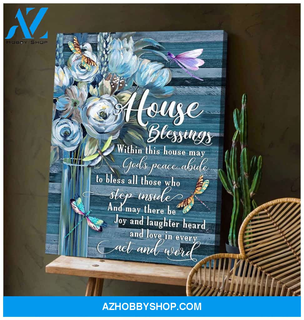 Dragonfly House Blessings Canvas Wall Art