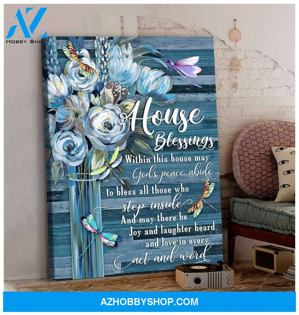 Dragonfly House Blessings Canvas Wall Art