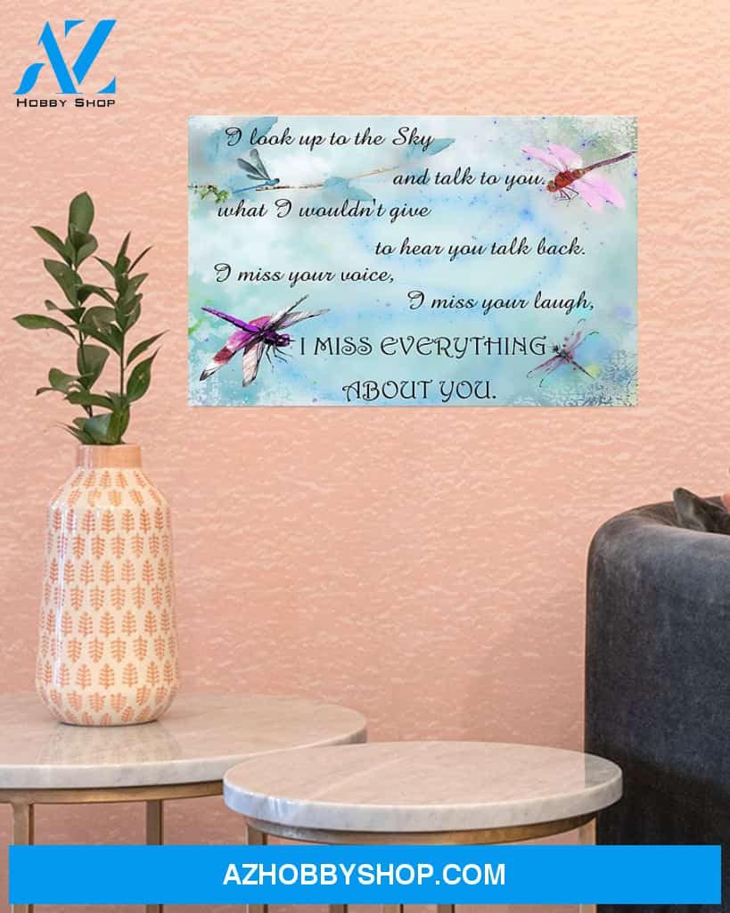 Dragonfly I Miss Everything About You Canvas Painting, Wall Decor Visual Art