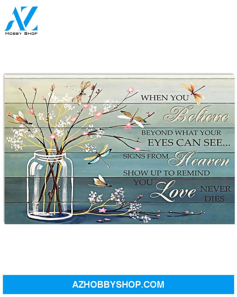 Dragonfly Love Never Dies Canvas Decor, Wall Decor Visual Art