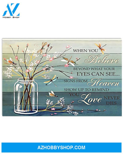 Dragonfly Love Never Dies Canvas Decor, Wall Decor Visual Art