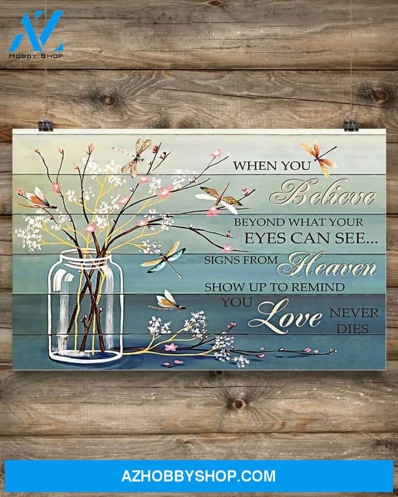 Dragonfly Love Never Dies Canvas Decor, Wall Decor Visual Art