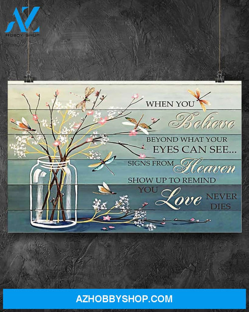 Dragonfly Love Never Dies Canvas Decor, Wall Decor Visual Art
