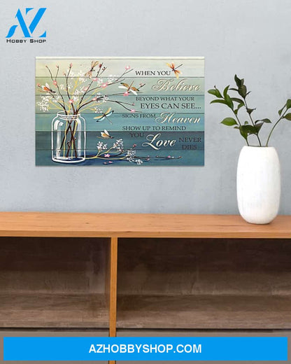 Dragonfly Love Never Dies Canvas Decor, Wall Decor Visual Art