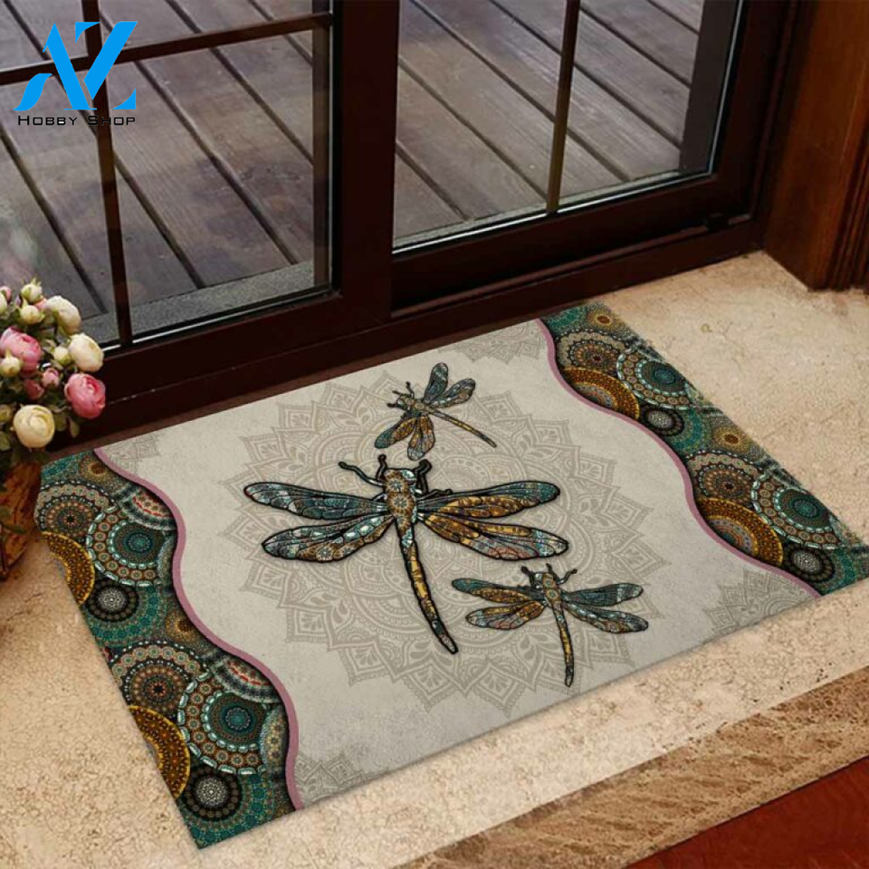 Dragonfly Mandala Doormat | Welcome Mat | House Warming Gift