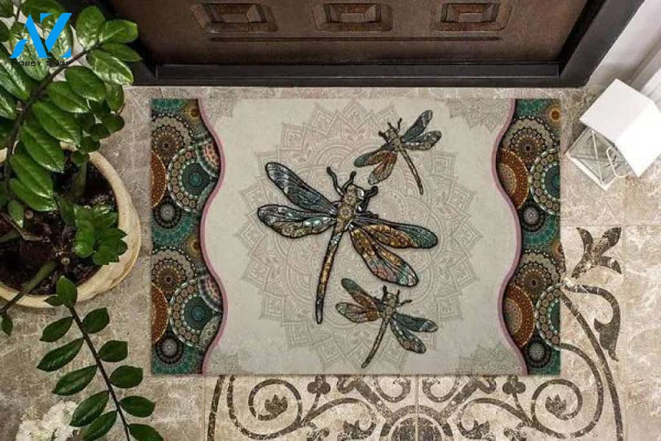 Dragonfly Mandala Housewarming New House Great Gift For Family And Friend Doormats Inhouse Doormats Home Decor Housewarming Gift