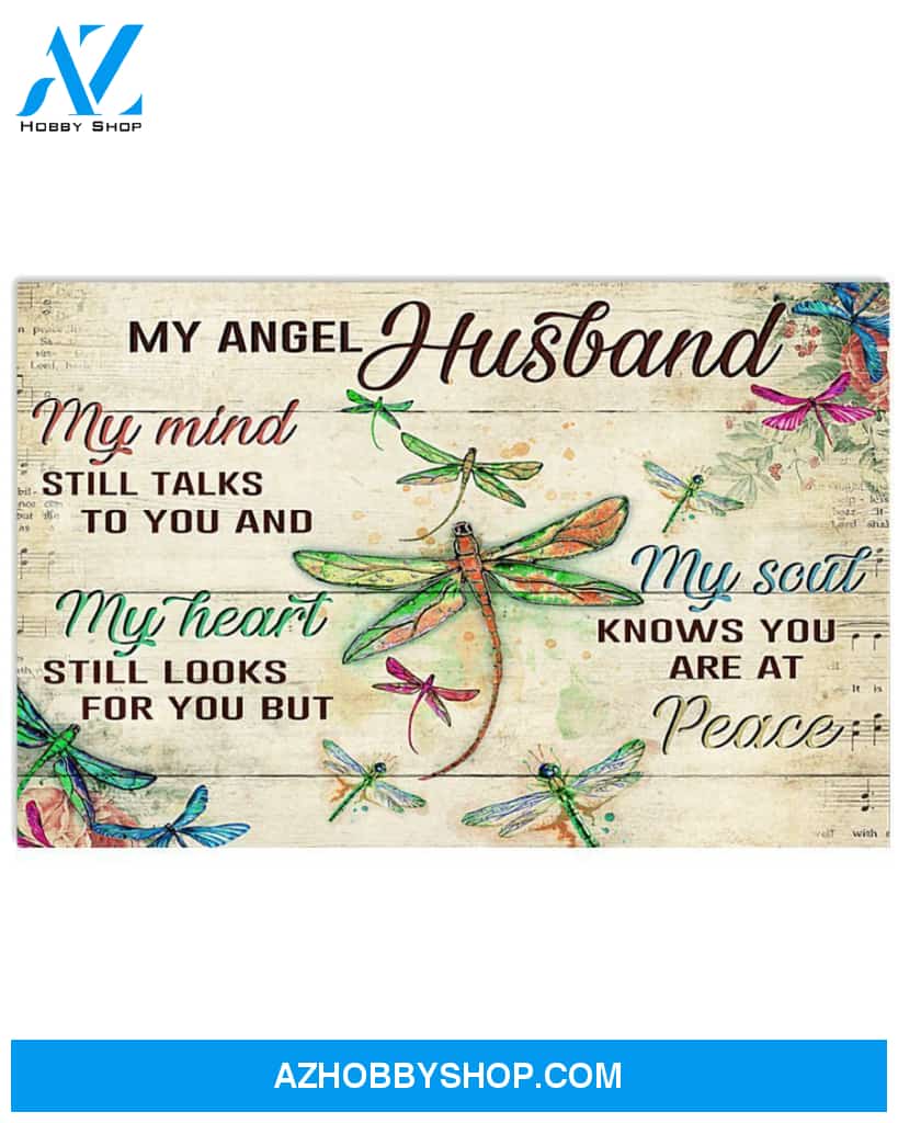 Dragonfly My Angel Husband Canvas Decor, Wall Decor Visual Art