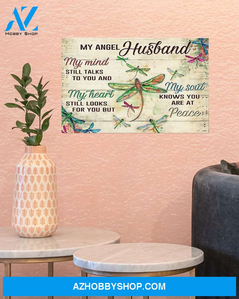 Dragonfly My Angel Husband Canvas Decor, Wall Decor Visual Art