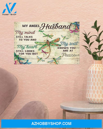 Dragonfly My Angel Husband Canvas Decor, Wall Decor Visual Art