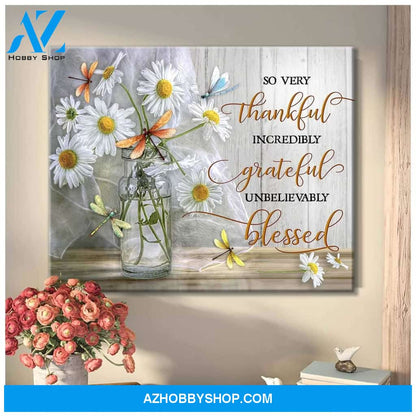 Dragonfly So Very Thankful Canvas Wall Art