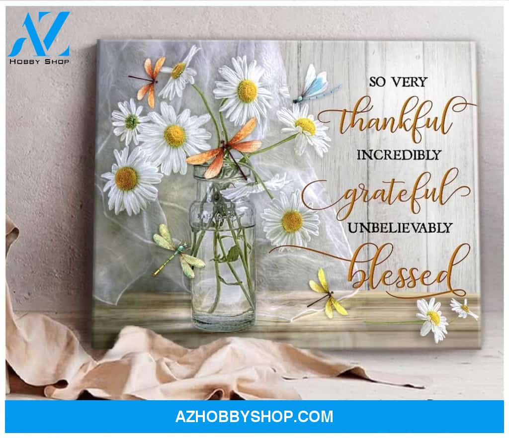 Dragonfly So Very Thankful Canvas Wall Art