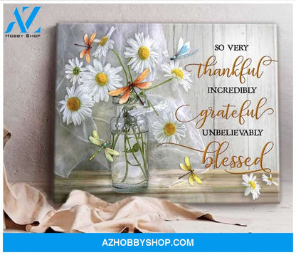 Dragonfly So Very Thankful Canvas Wall Art