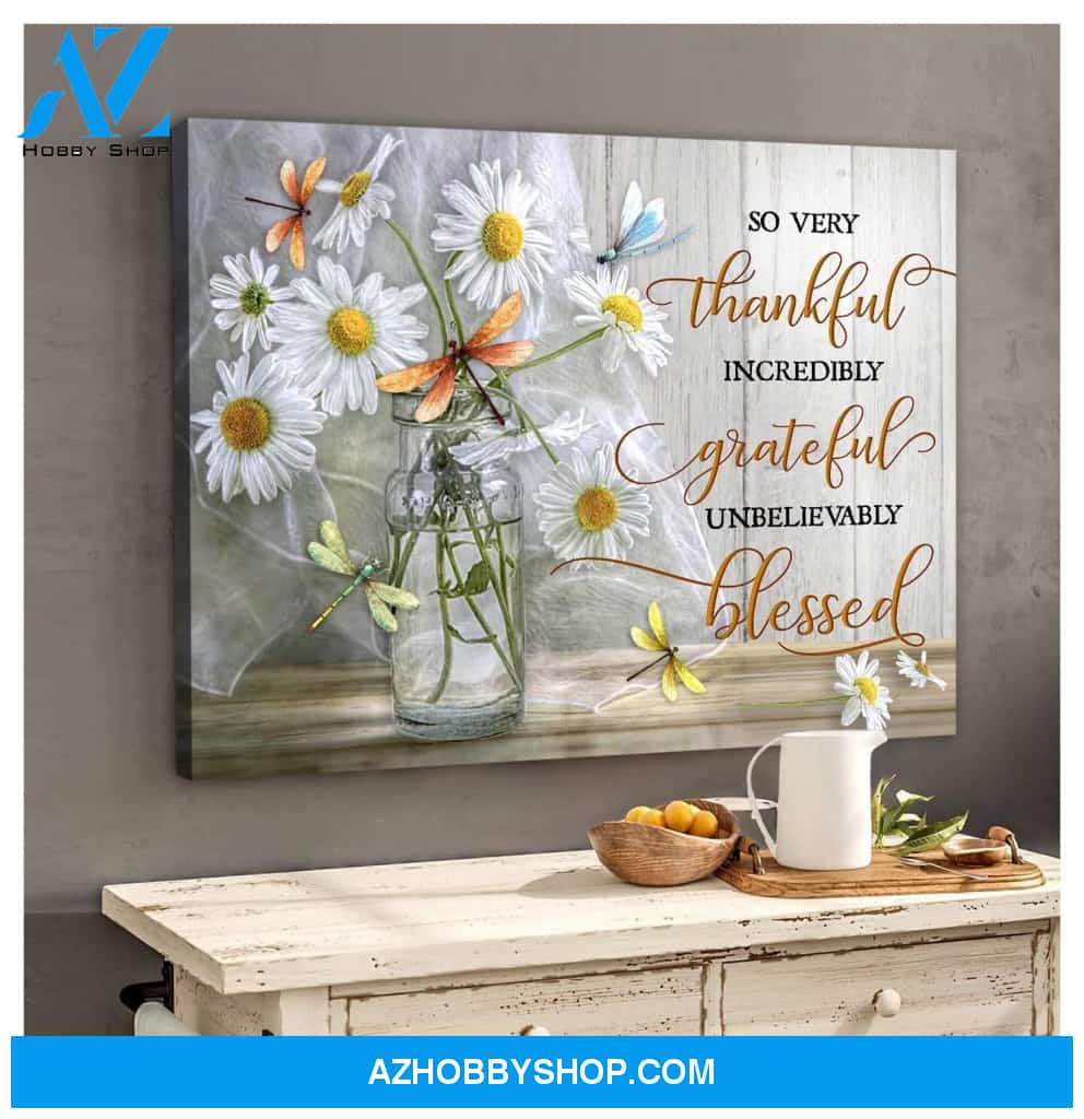 Dragonfly So Very Thankful Canvas Wall Art