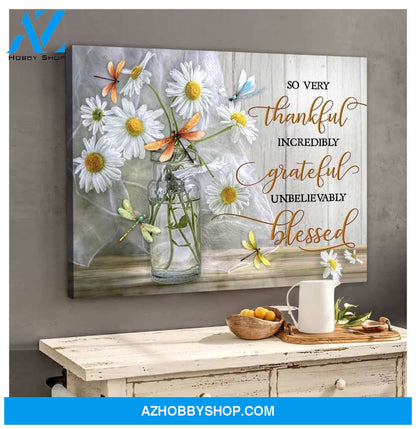 Dragonfly So Very Thankful Canvas Wall Art