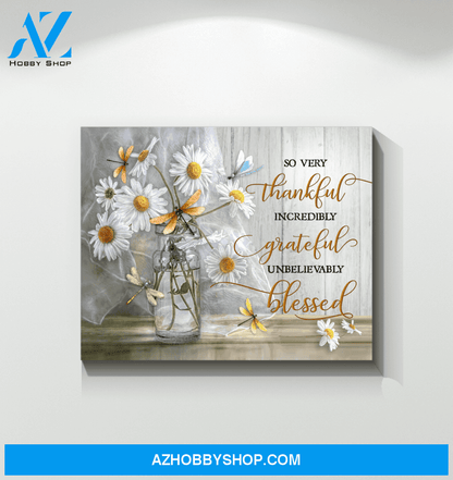 Dragonfly So Very Thankful Canvas Wall Art