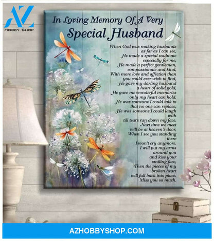 Dragonfly Special Husband Canvas Wall Art