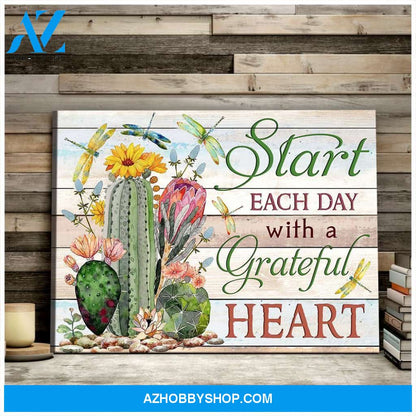 Dragonfly Start Each Day Canvas Wall Art
