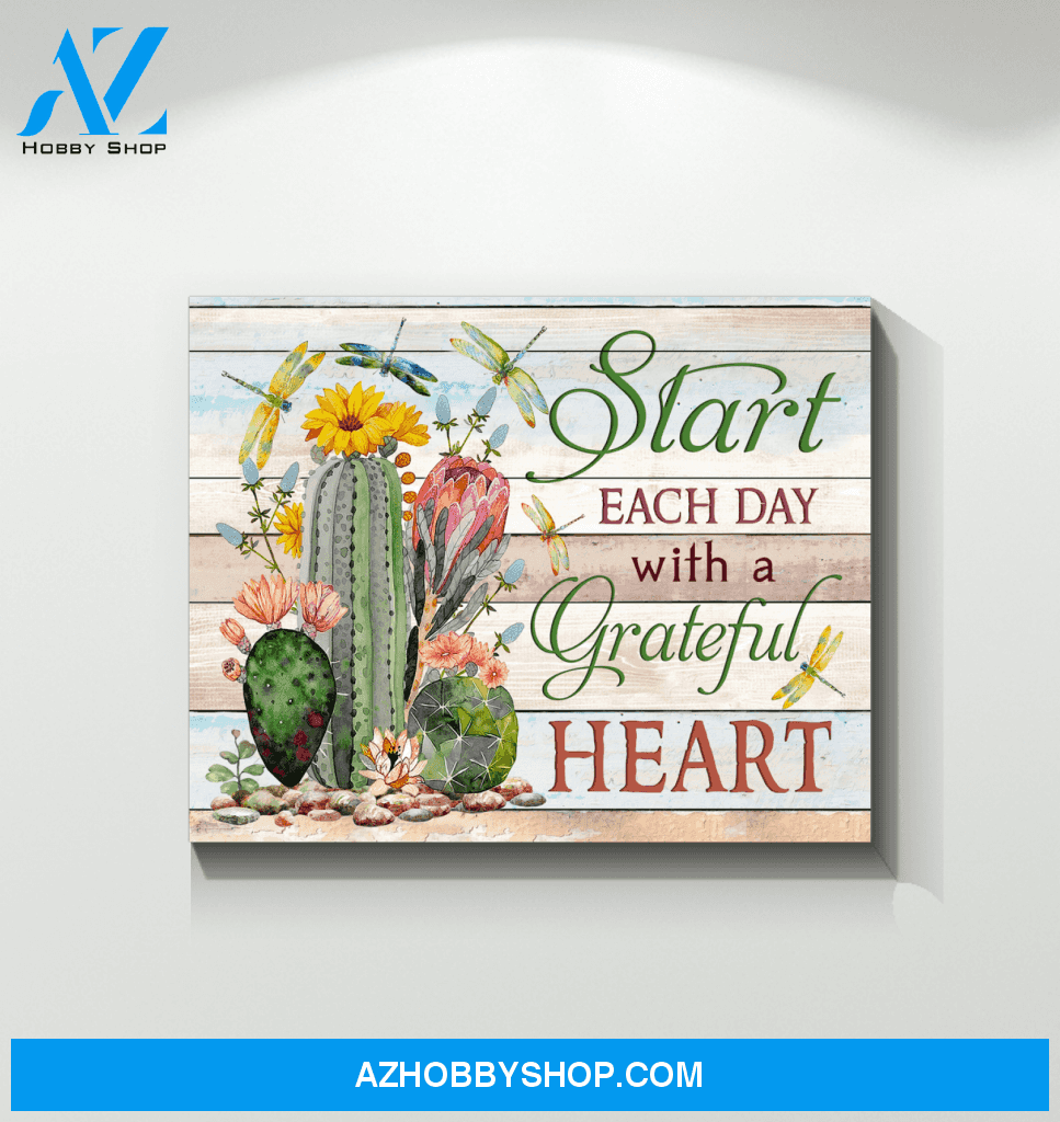 Dragonfly Start Each Day Canvas Wall Art