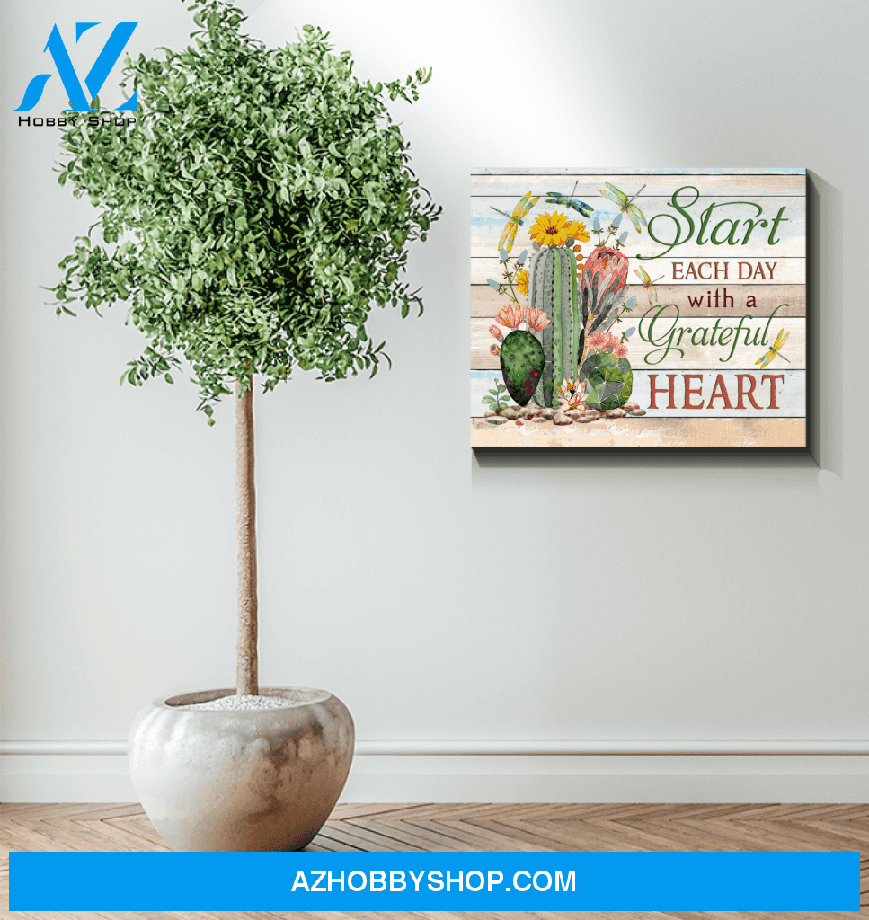 Dragonfly Start Each Day Canvas Wall Art