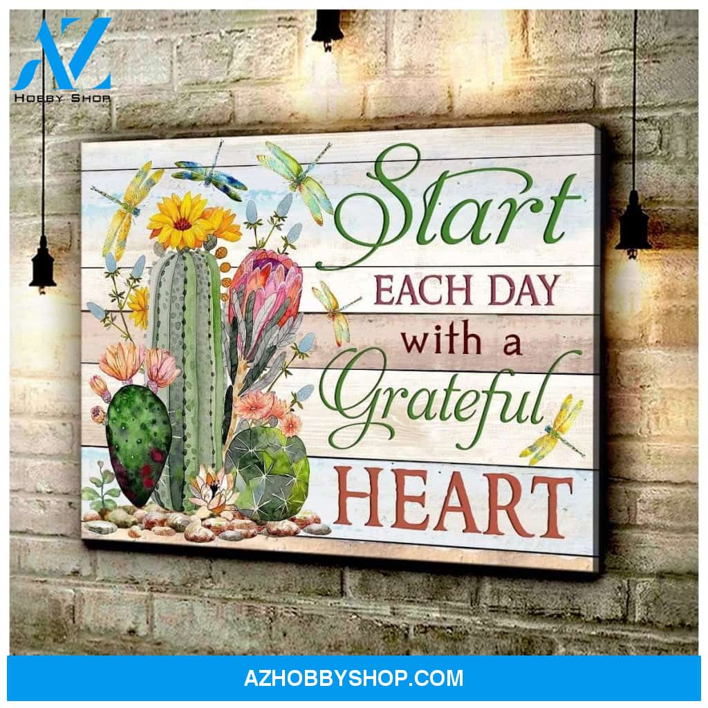 Dragonfly Start Each Day Canvas Wall Art
