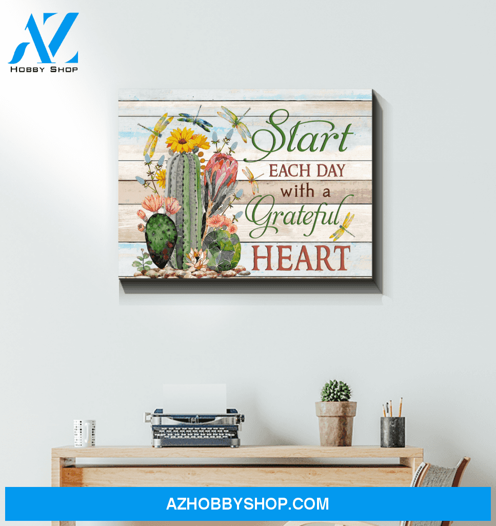 Dragonfly Start Each Day Canvas Wall Art