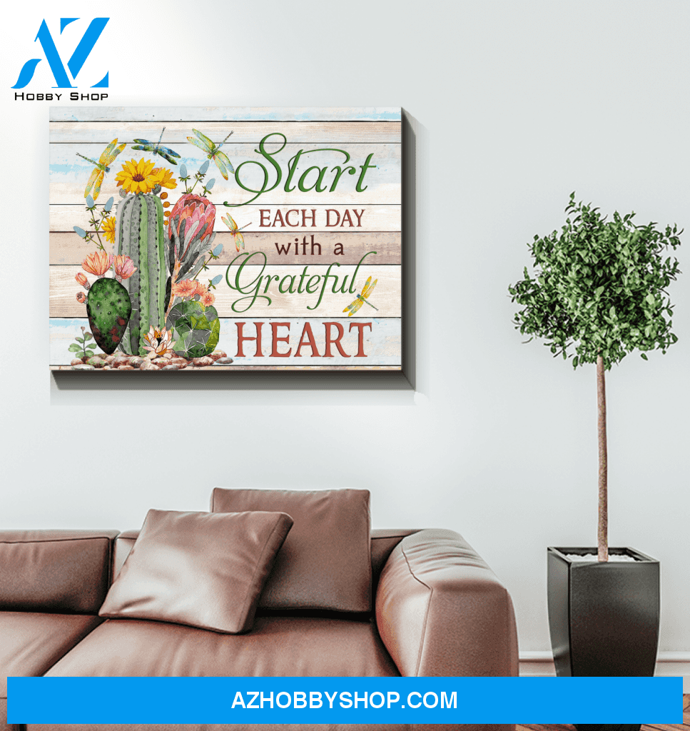 Dragonfly Start Each Day Canvas Wall Art