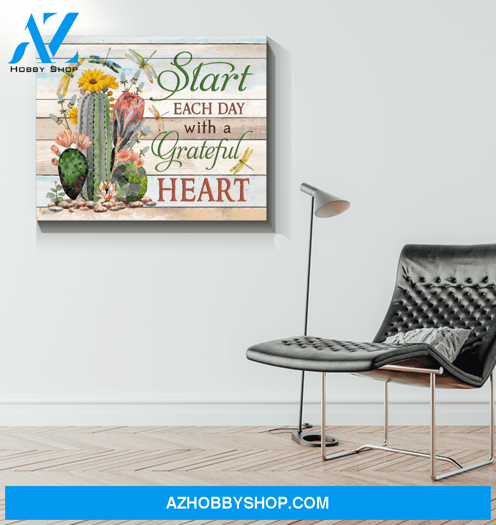 Dragonfly Start Each Day Canvas Wall Art