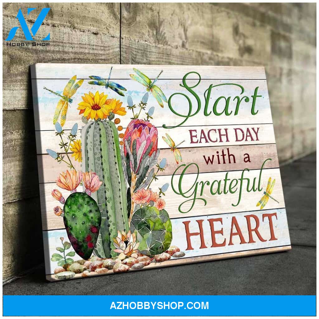 Dragonfly Start Each Day Canvas Wall Art