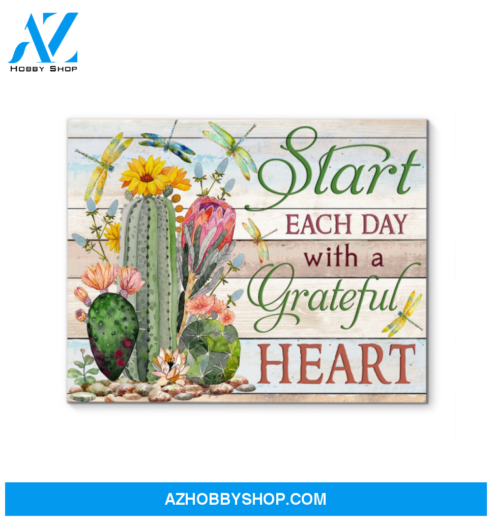 Dragonfly Start Each Day Canvas Wall Art