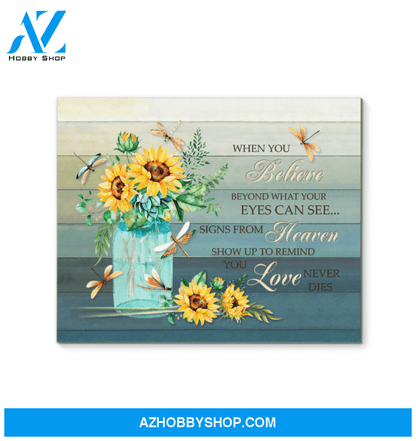 Dragonfly Sunflower When You Believe Canvas Wall Art