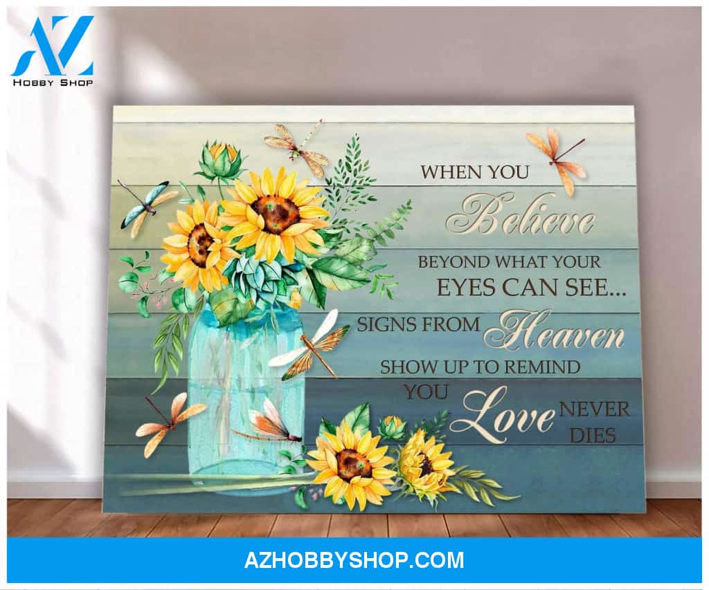 Dragonfly Sunflower When You Believe Canvas Wall Art