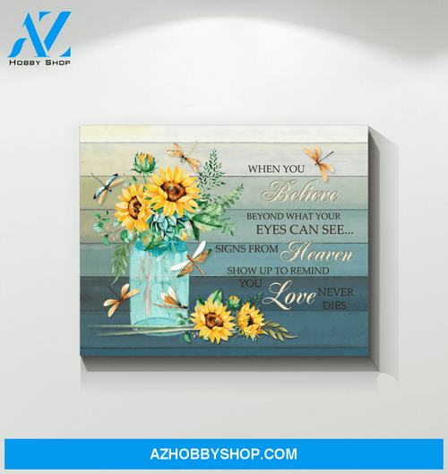 Dragonfly Sunflower When You Believe Canvas Wall Art