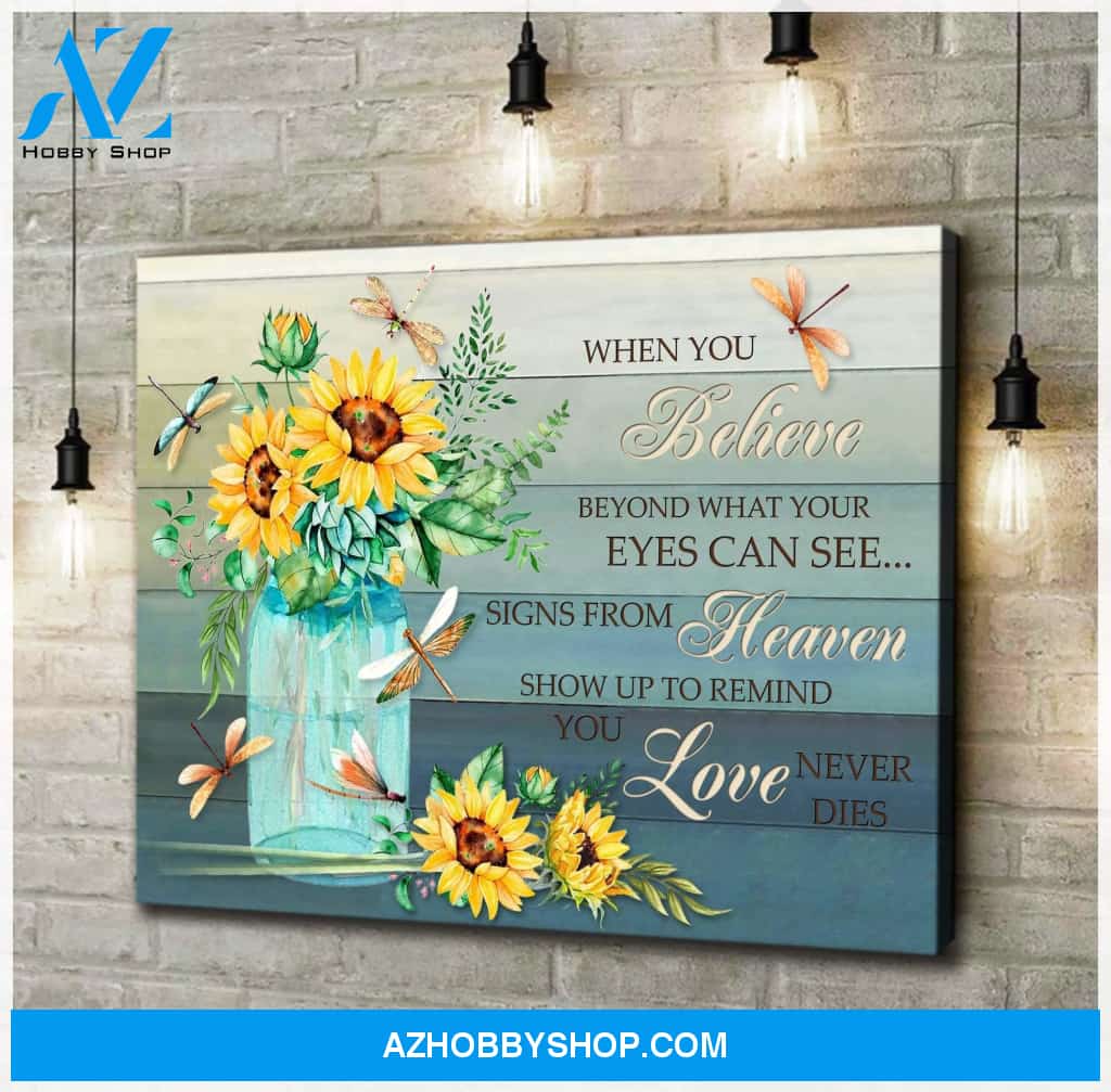 Dragonfly Sunflower When You Believe Canvas Wall Art