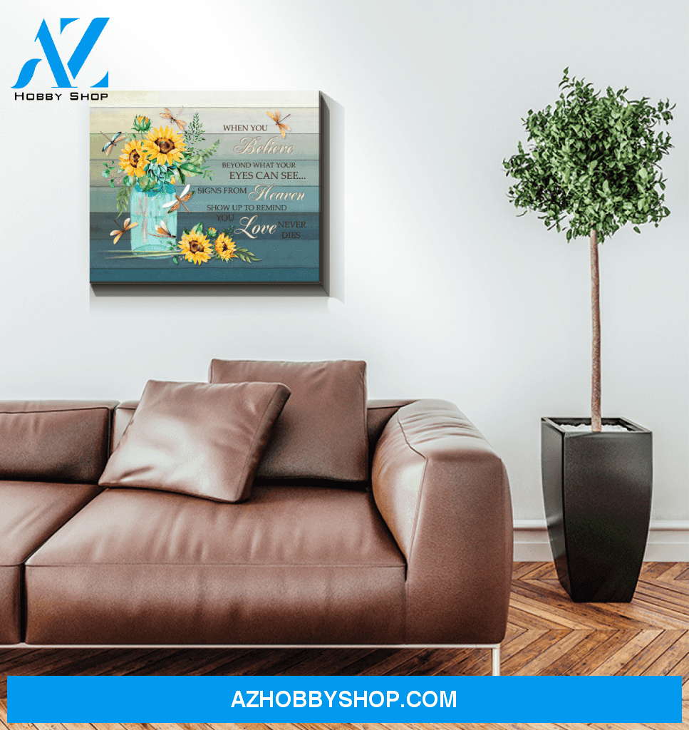Dragonfly Sunflower When You Believe Canvas Wall Art