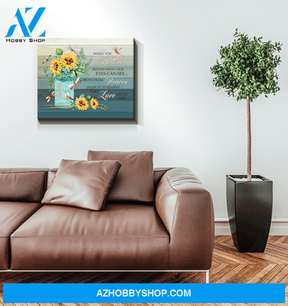 Dragonfly Sunflower When You Believe Canvas Wall Art