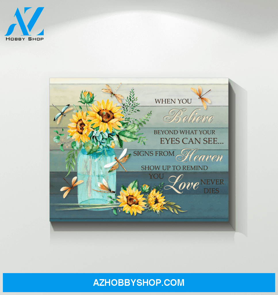 Dragonfly Sunflower When You Believe Canvas Wall Art