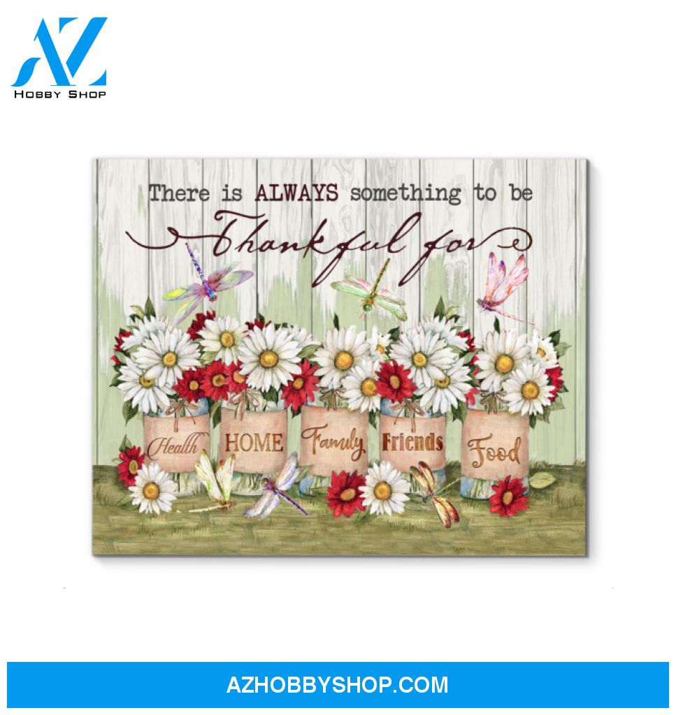 Dragonfly Thankful Canvas Wall Art