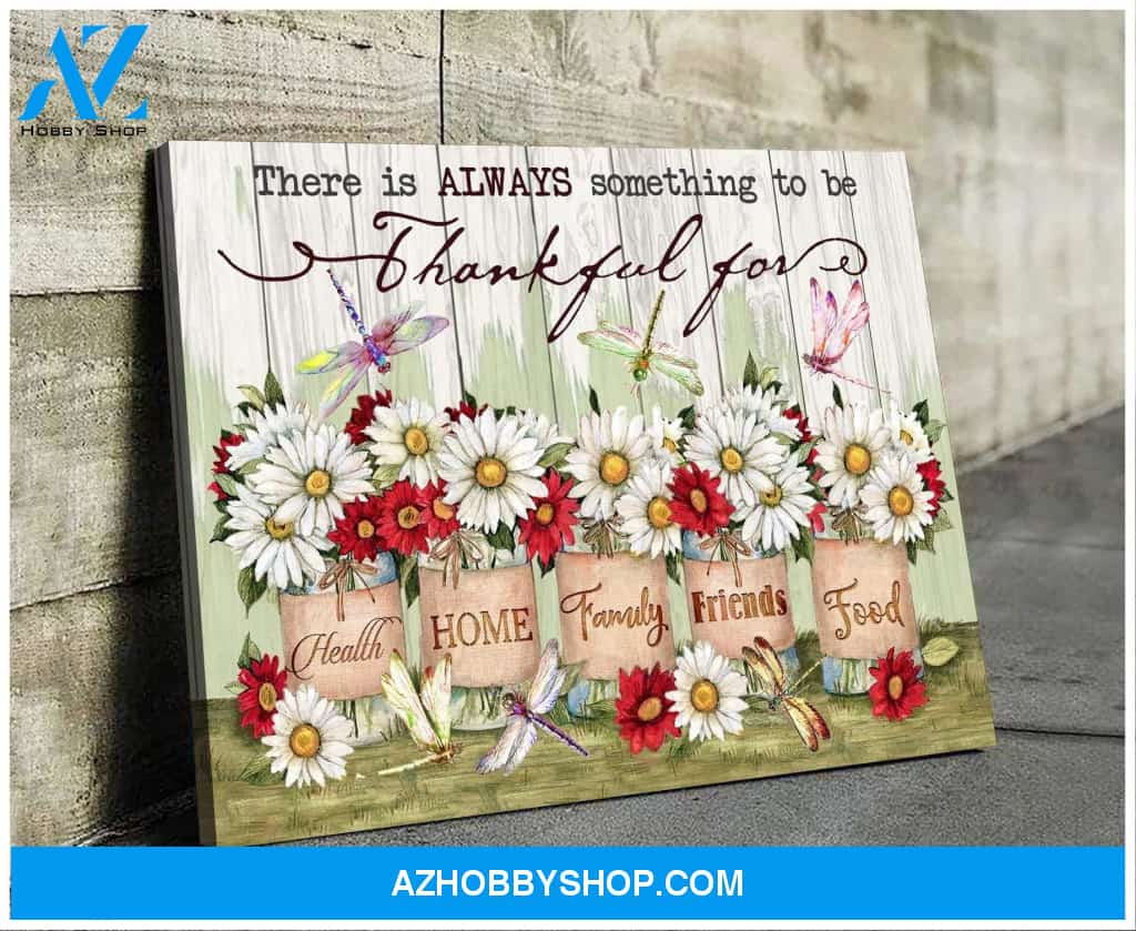 Dragonfly Thankful Canvas Wall Art
