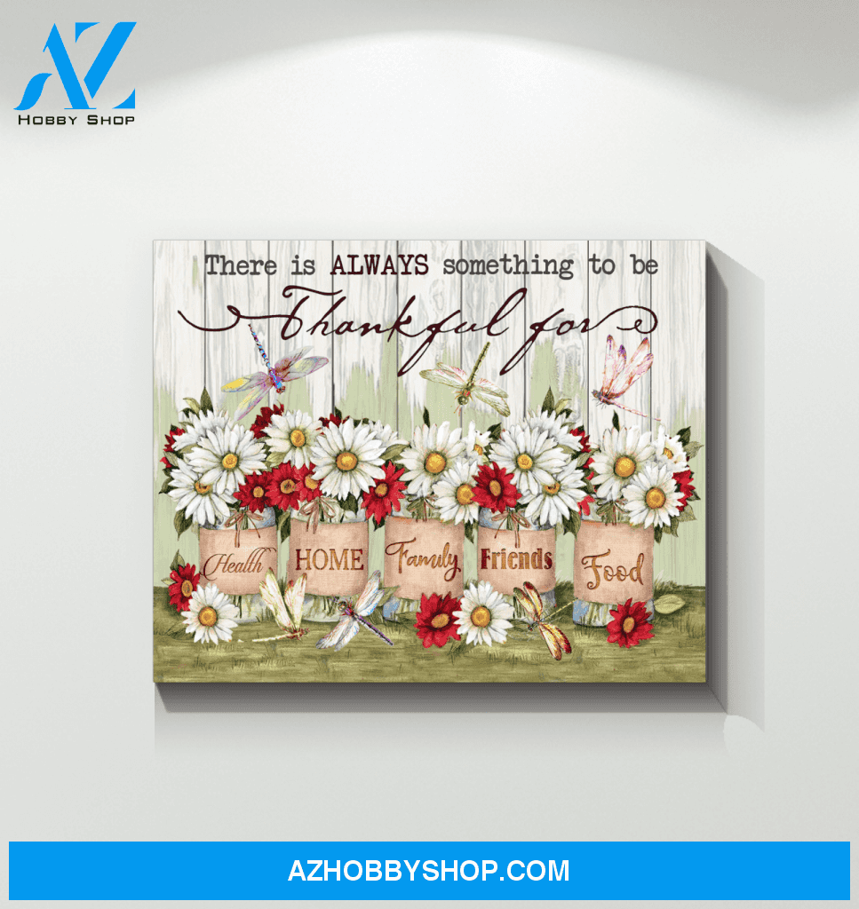 Dragonfly Thankful Canvas Wall Art