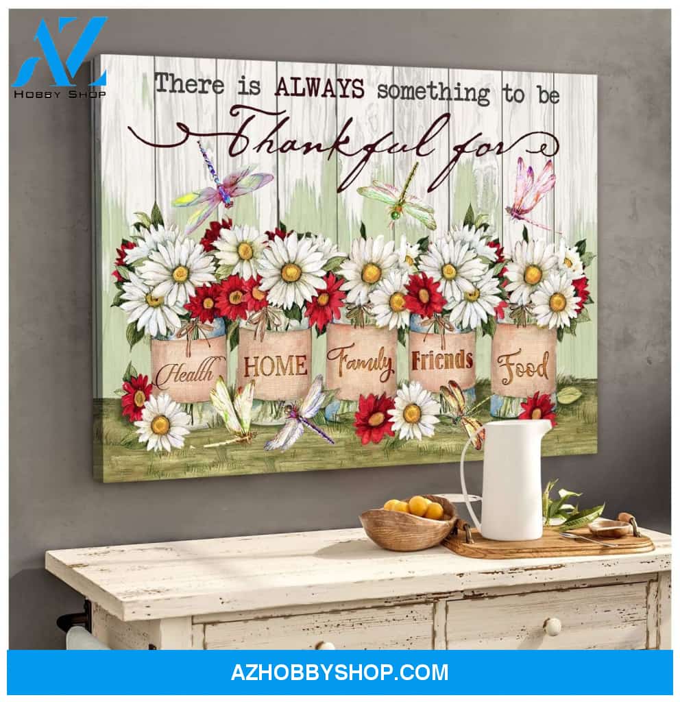 Dragonfly Thankful Canvas Wall Art