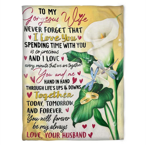 Dragonfly To My Gorgeous Wife Never Forget That I Love You,Fleece Blanket,Gift Idea For Dragonfly Lovers,Gift For Friend,Gift For Family Home Decor Bedding Couch Sofa Soft And Comfy Cozy