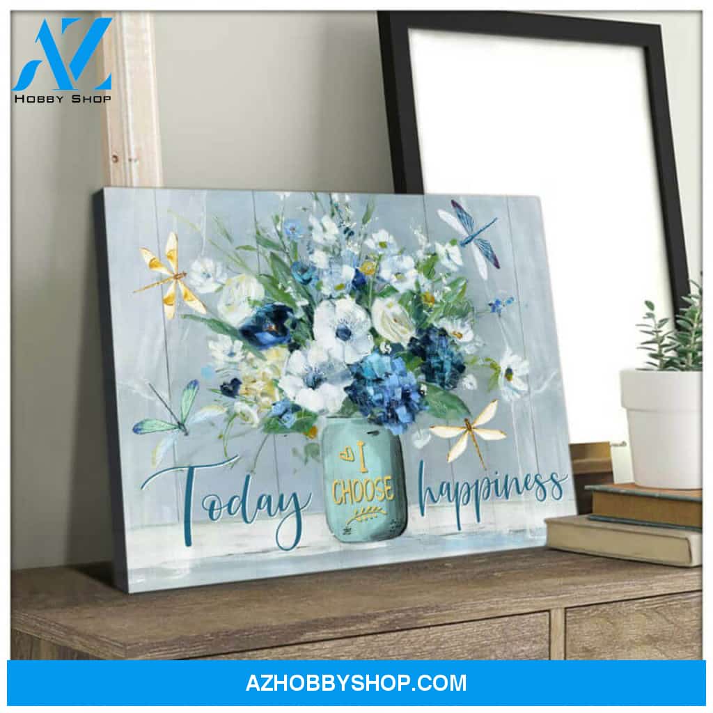 Dragonfly Today I Choose Happiness | Moosfy Wrap Canvas Ready To Hang